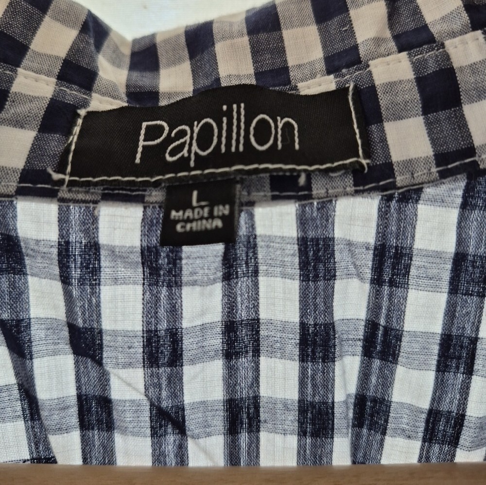 Papillon Classic Blue and White Gingham Dress Size Large - Picture 2 of 5